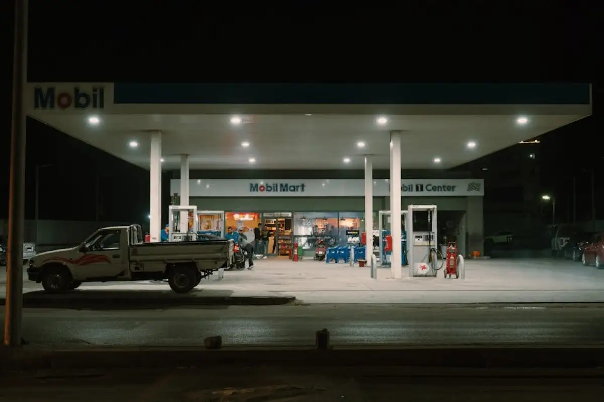 truck stop at night