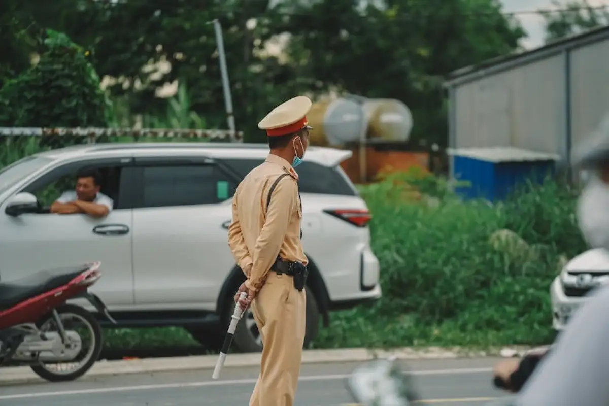 police car trunk inspection