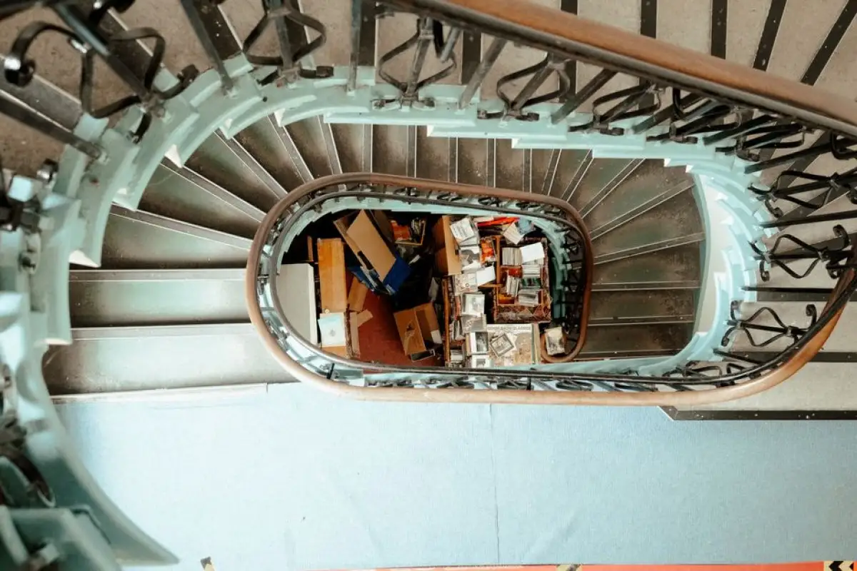 cluttered staircase block