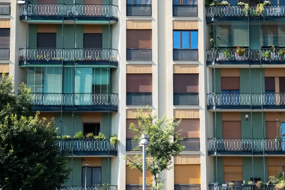 garden in front of apartment building