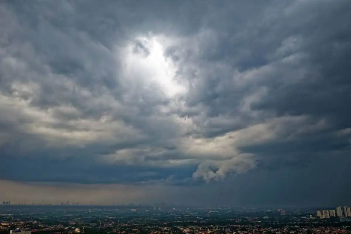 storm clouds over city
