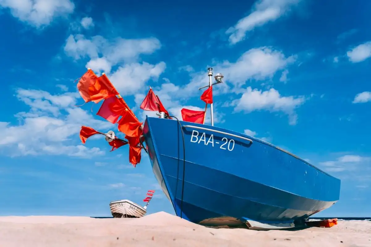 Baltic sea beach red flag