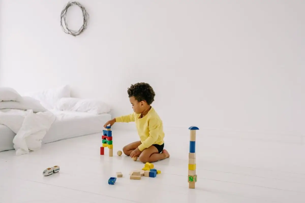 child playing with blocks
